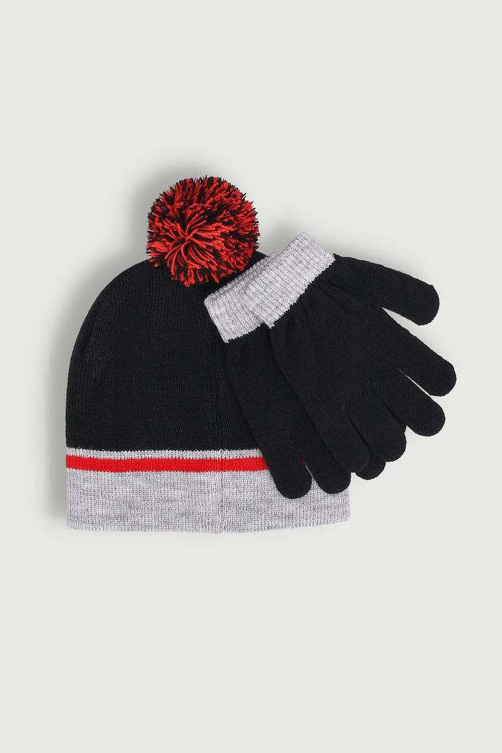 Pre-Boys The Amazing Spiderman Beanie And Glove Set - Black