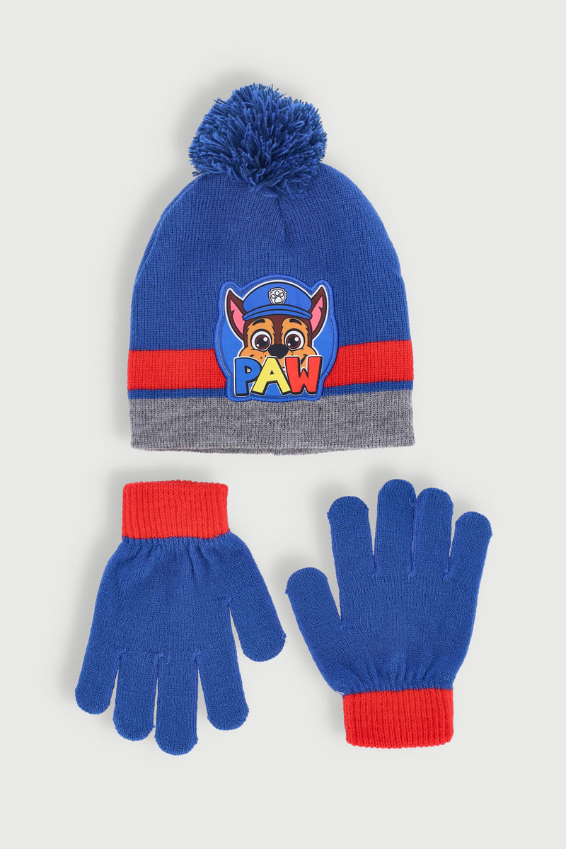 Chase Paw Patrol Beanie & Glove Set - Blue