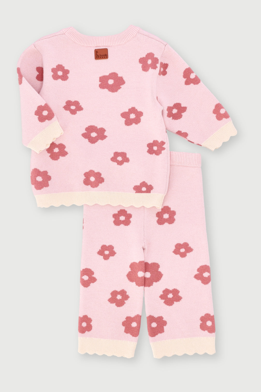 Keedo Baby Girls Knit Floral Set - Pink