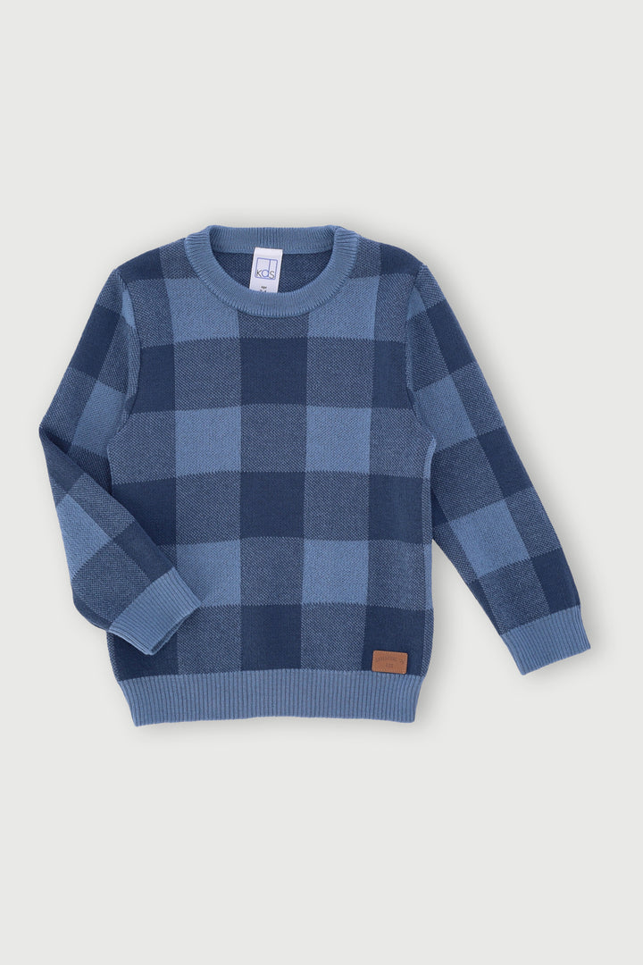 Pre-Boys Check Jacquard Knitwear - Navy/Blue