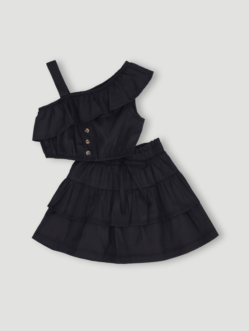Pre- Girls Poplin Rara Set - Black
