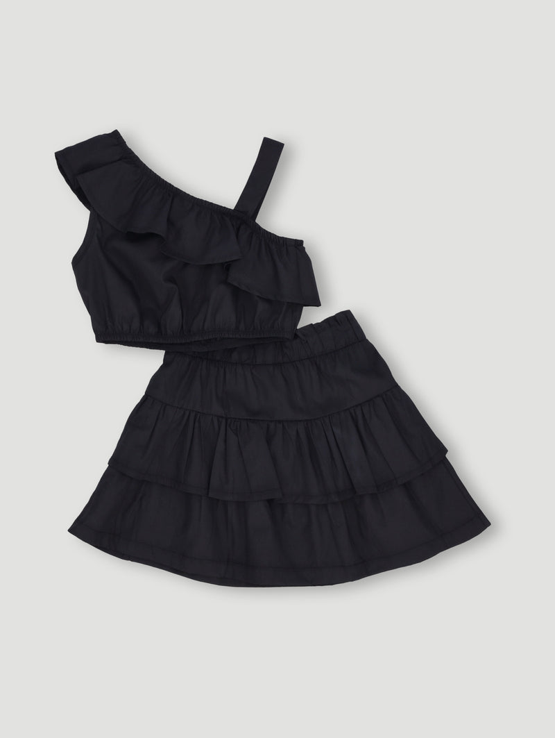Pre- Girls Poplin Rara Set - Black