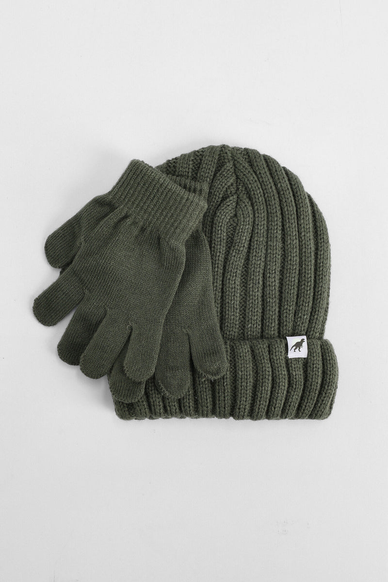 Pre-Boys Pom Pom Beanie & Glove Set - Navy