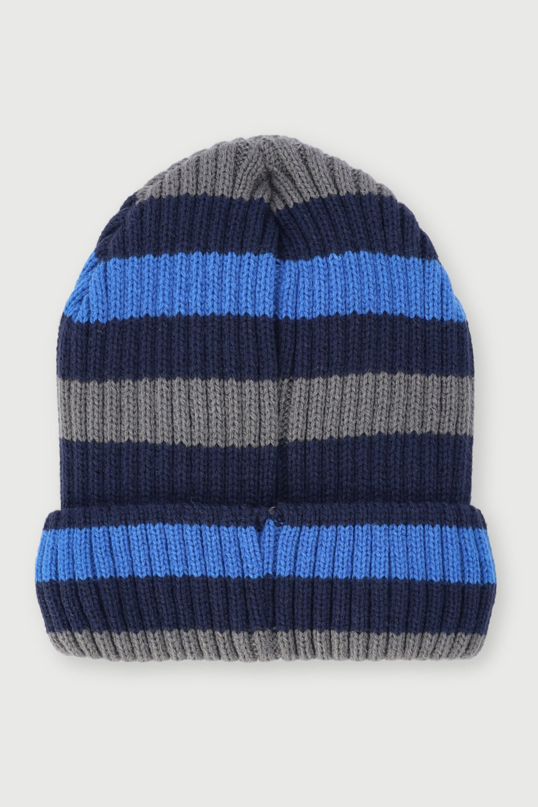 Boys Stripe Beanie - Navy/Grey