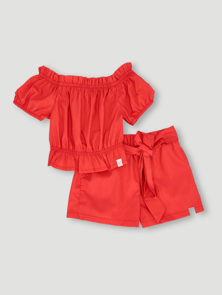 Pre- Girls Poplin Set - Red