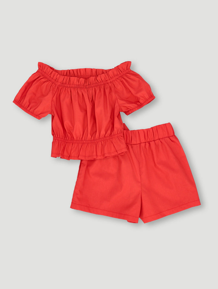 Pre- Girls Poplin Set - Red