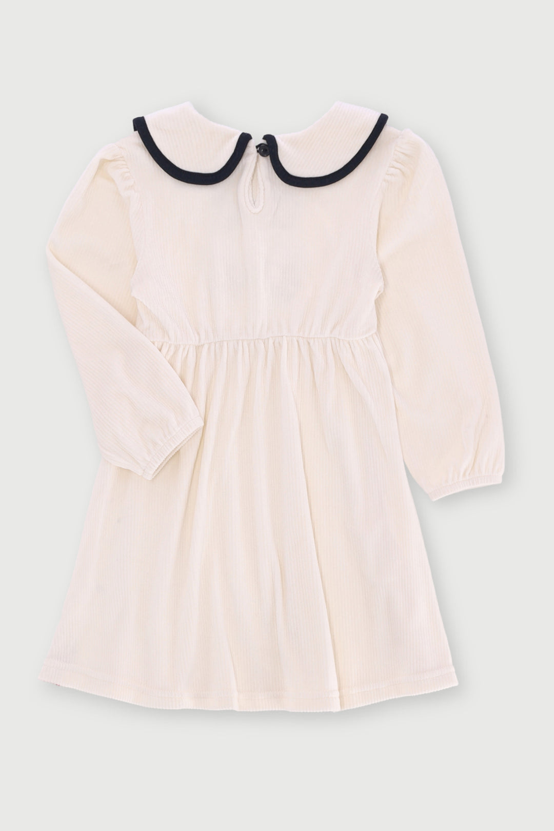 Pre-Girls Rib Velour Bows Dress - Cream