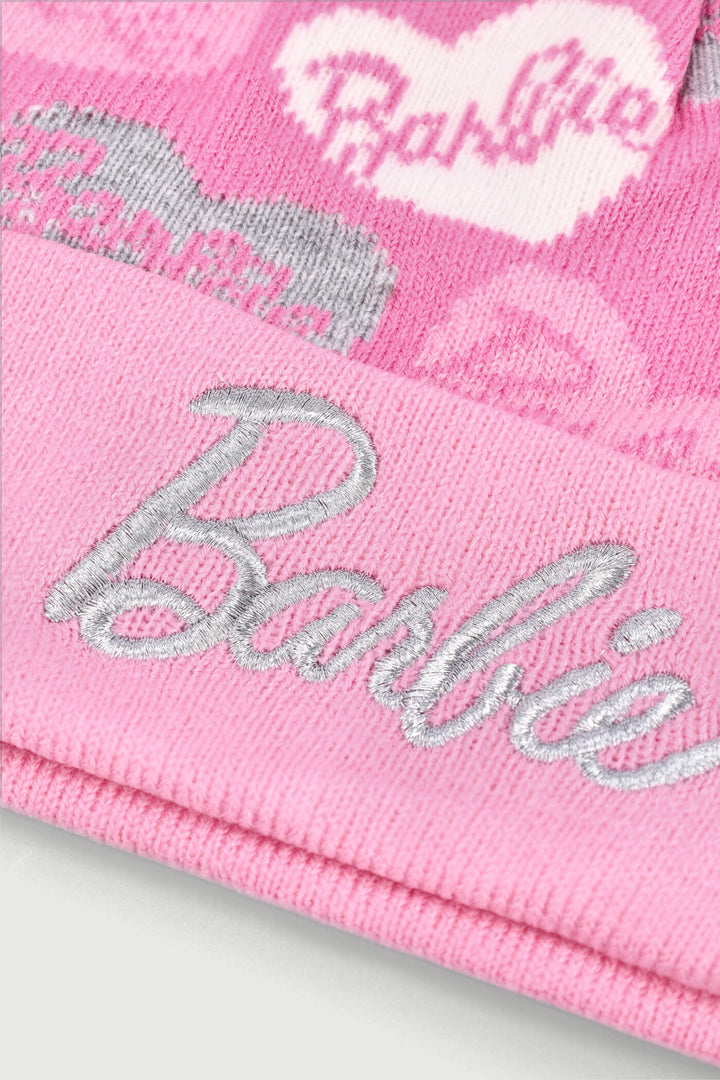 Pre-Girls Heart Print Beanie - Pink