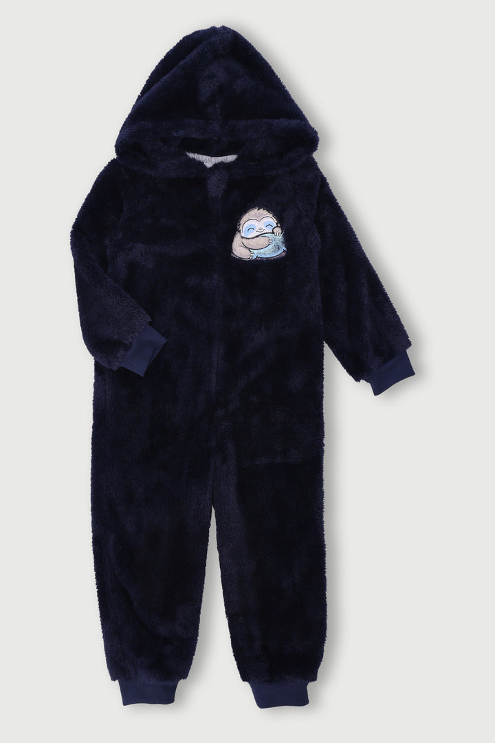 Pre-Boys Sloth Sherpa Onesie - Navy