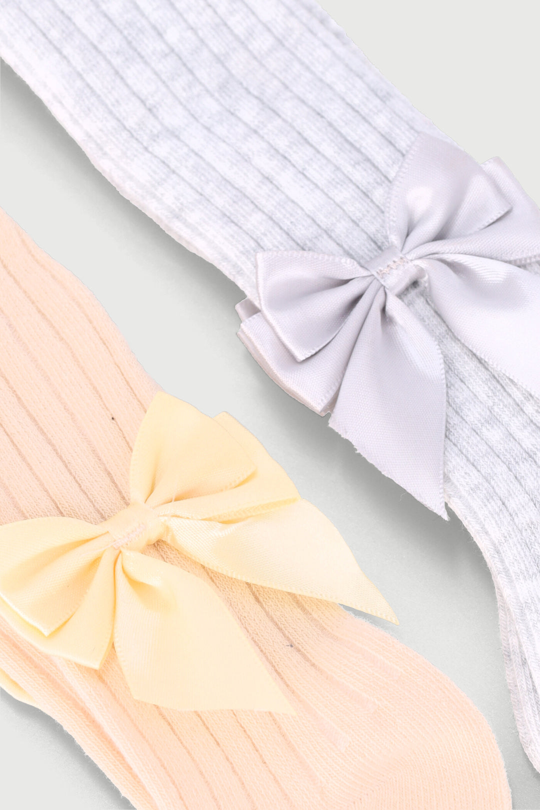 Baby Girls 2 Pack Cotton Bow Stocking - Stone