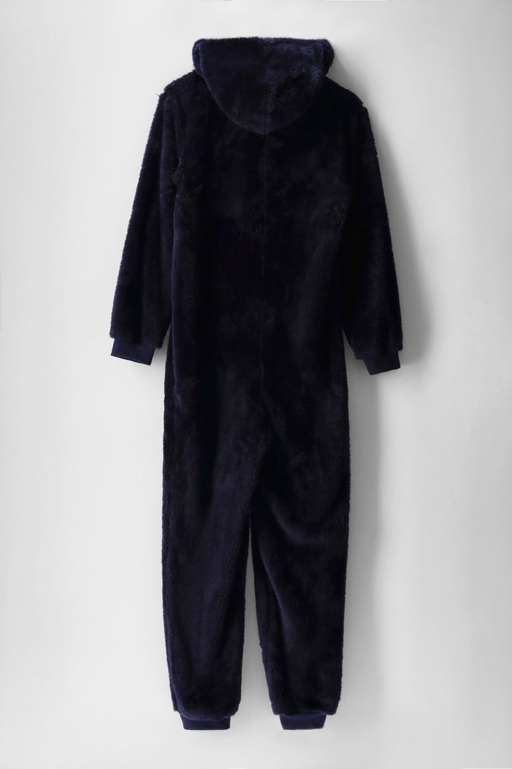 Boys Sloth Sherpa Onesie - Navy