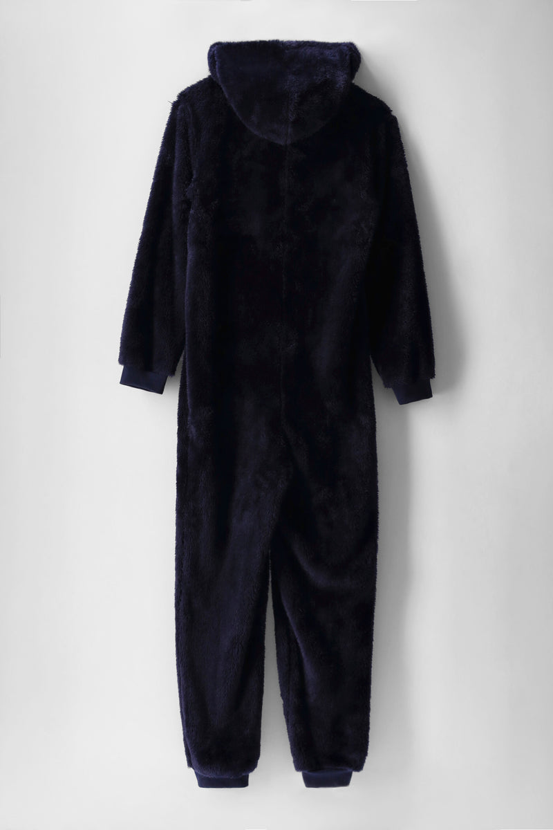 Boys Sloth Sherpa Onesie - Navy