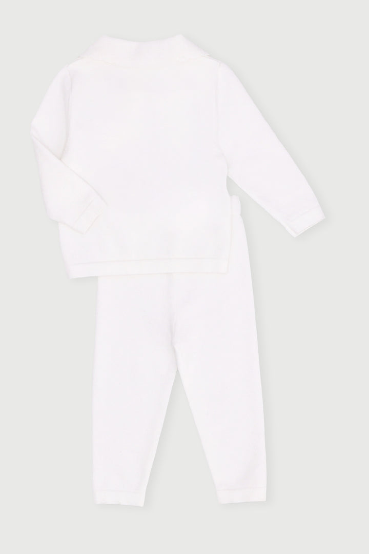 Baby Girls Bow Knit Set - White