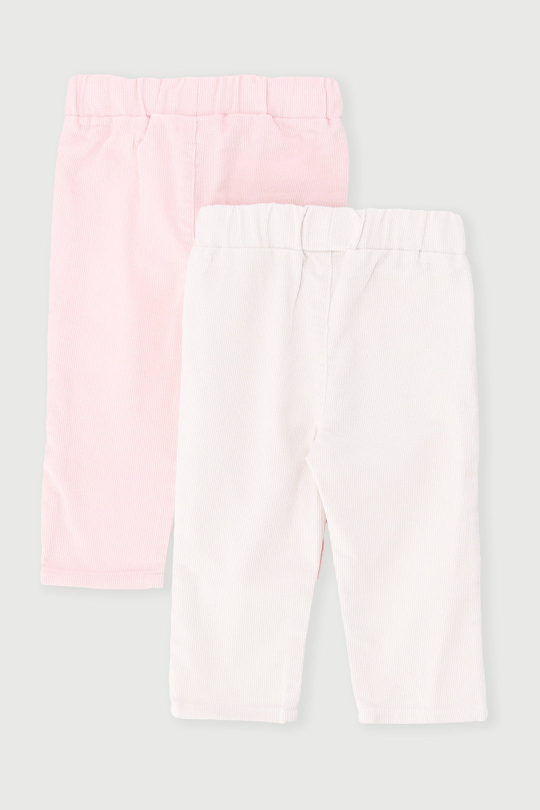 Baby Girls 2 Pack Corduroy Pant - White/Pink