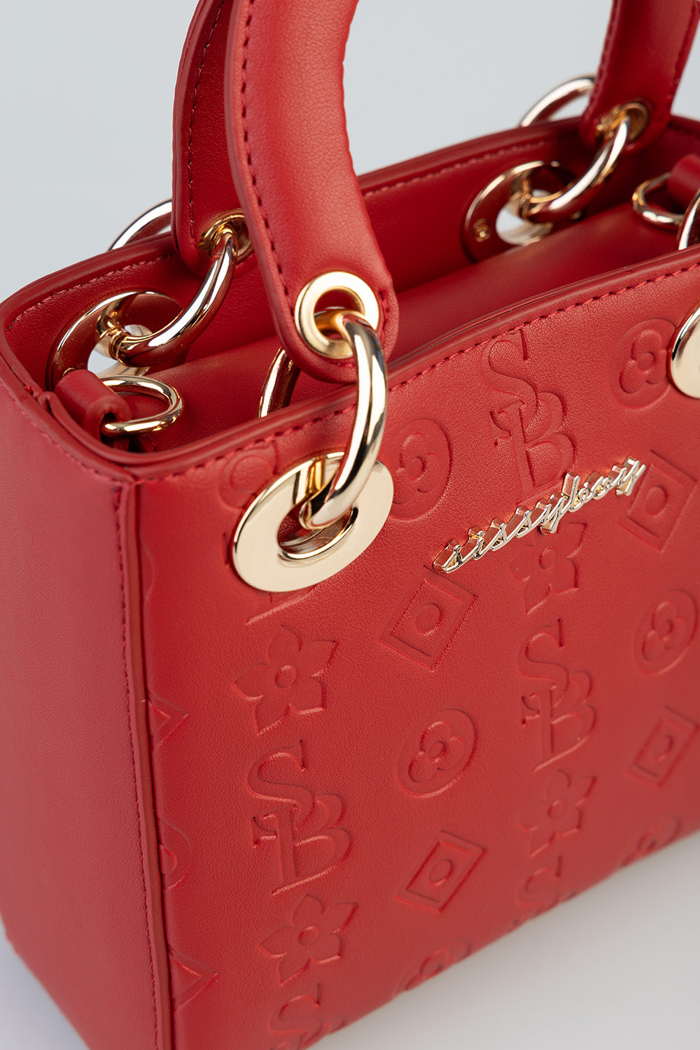 Mini Debossed Tote - Red