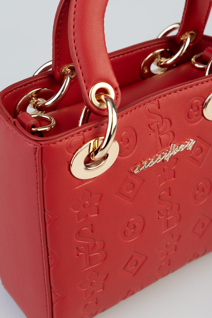 Mini Debossed Tote - Red