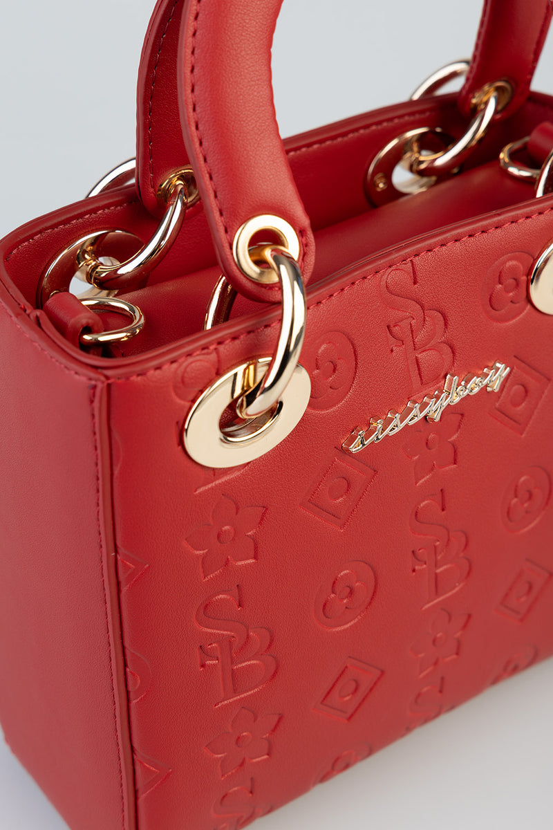 Mini Debossed Tote - Red