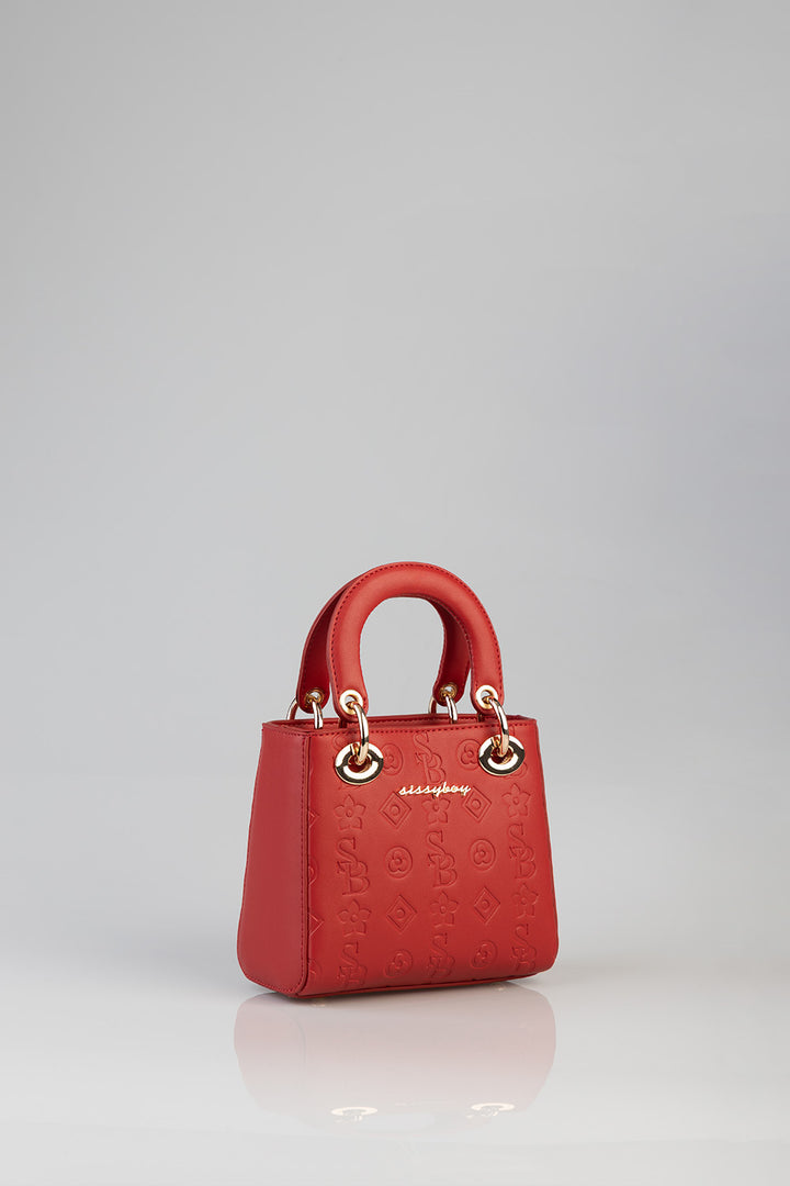 Mini Debossed Tote - Red