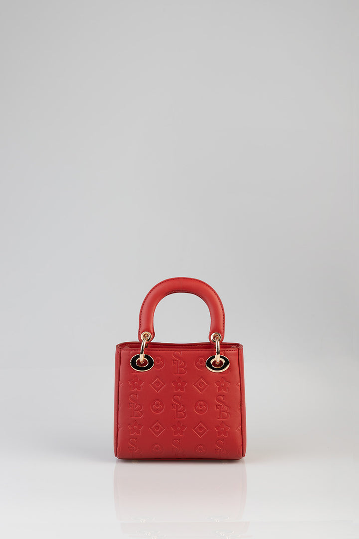 Mini Debossed Tote - Red