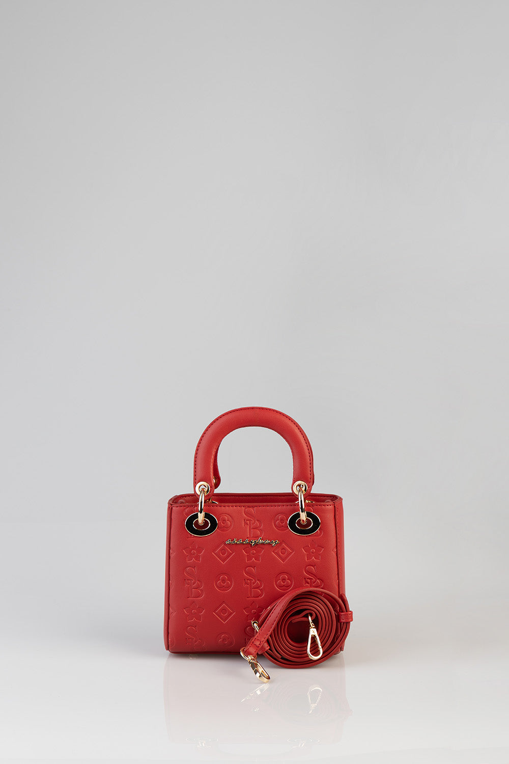 Mini Debossed Tote - Red
