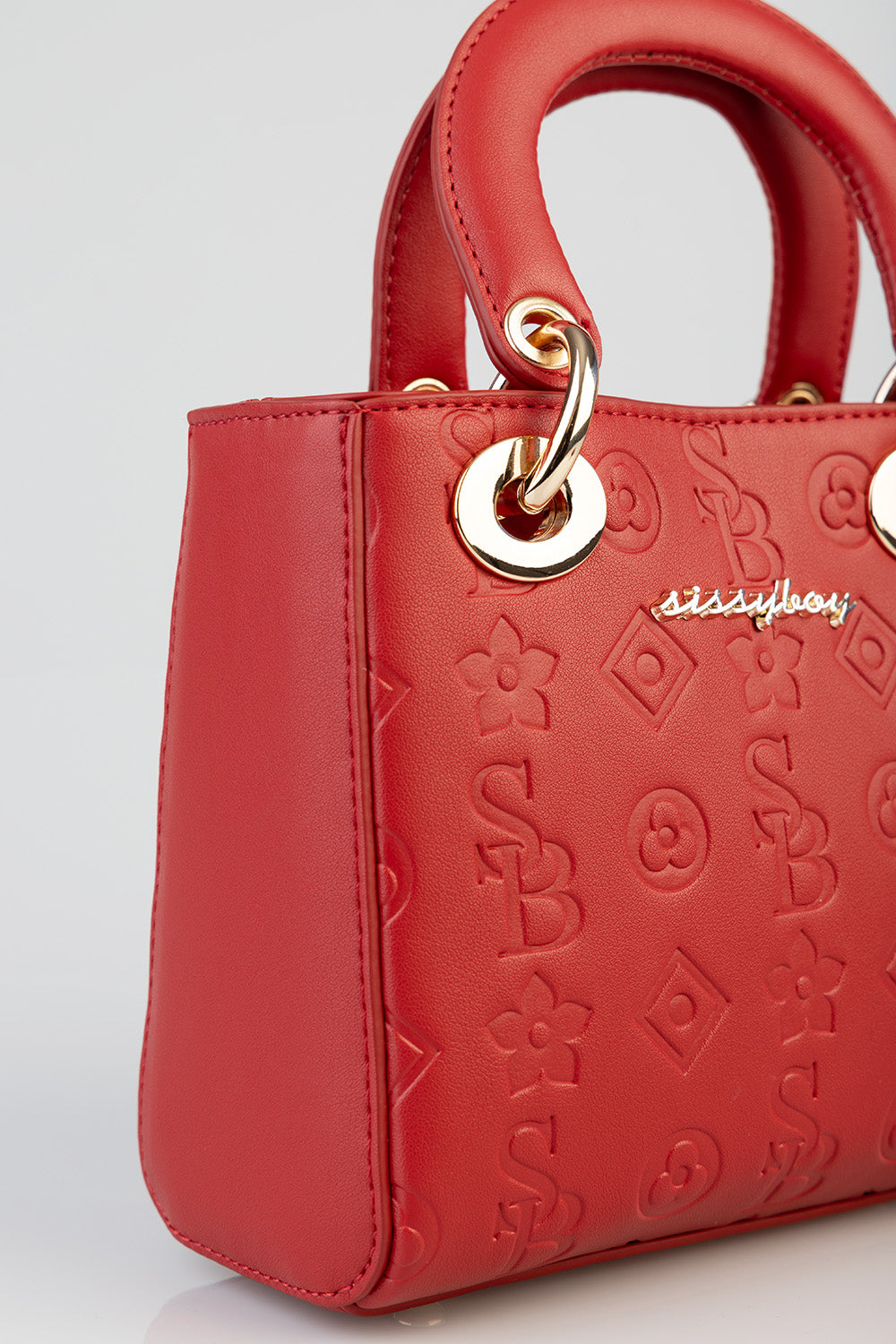 Mini Debossed Tote - Red