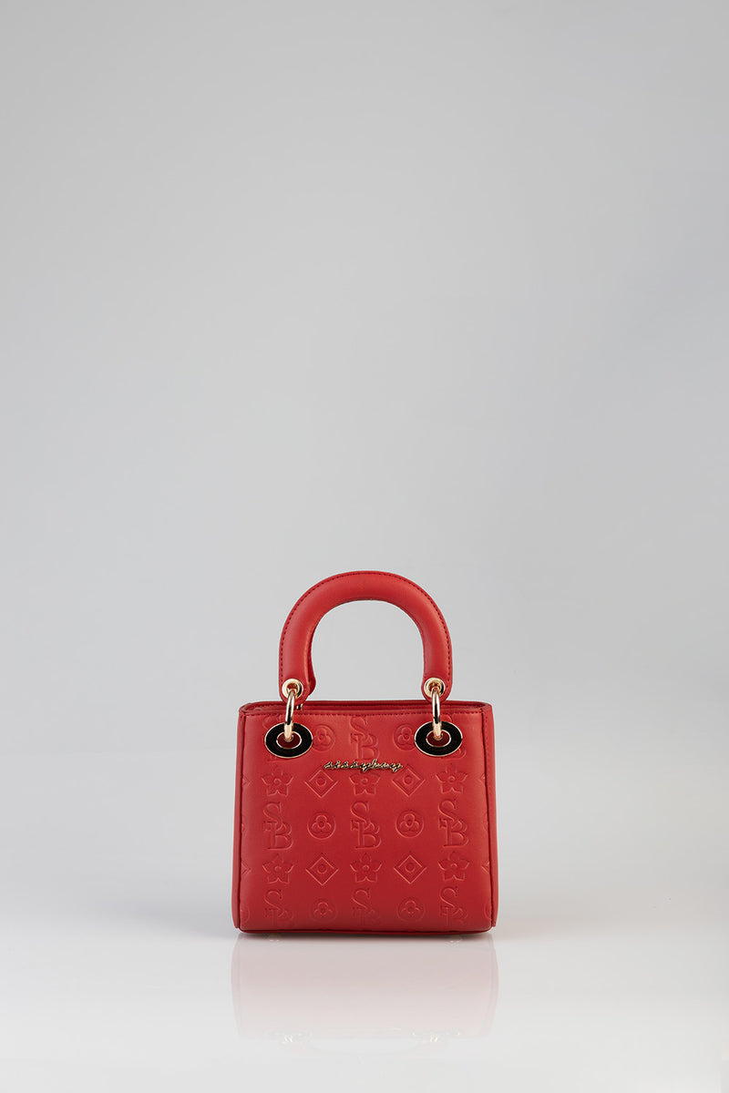 Mini Debossed Tote - Red