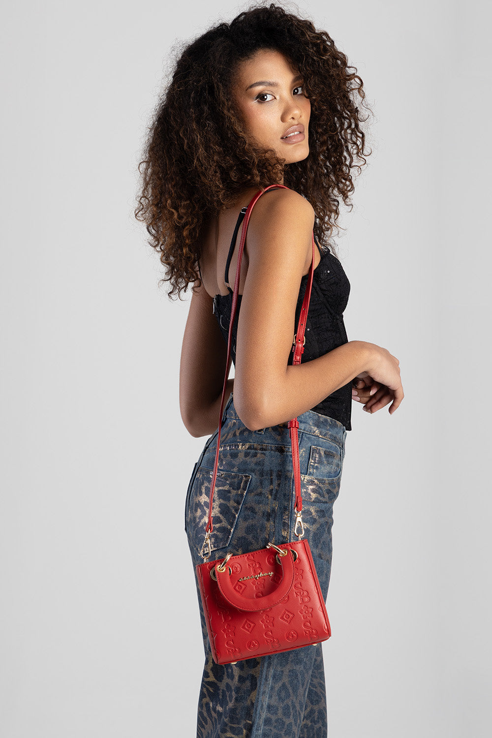 Mini Debossed Tote - Red