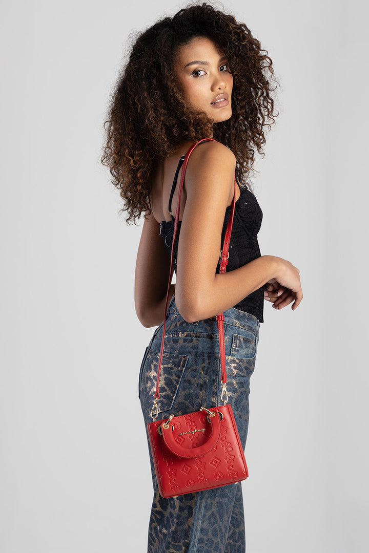 Mini Debossed Tote - Red
