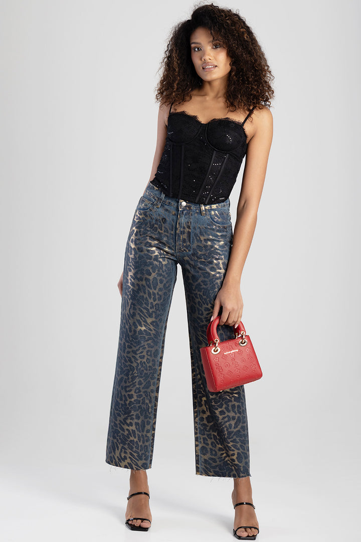 Mini Debossed Tote - Red