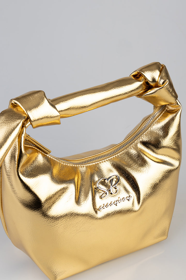 Knot Strap Metallic Bag - Gold