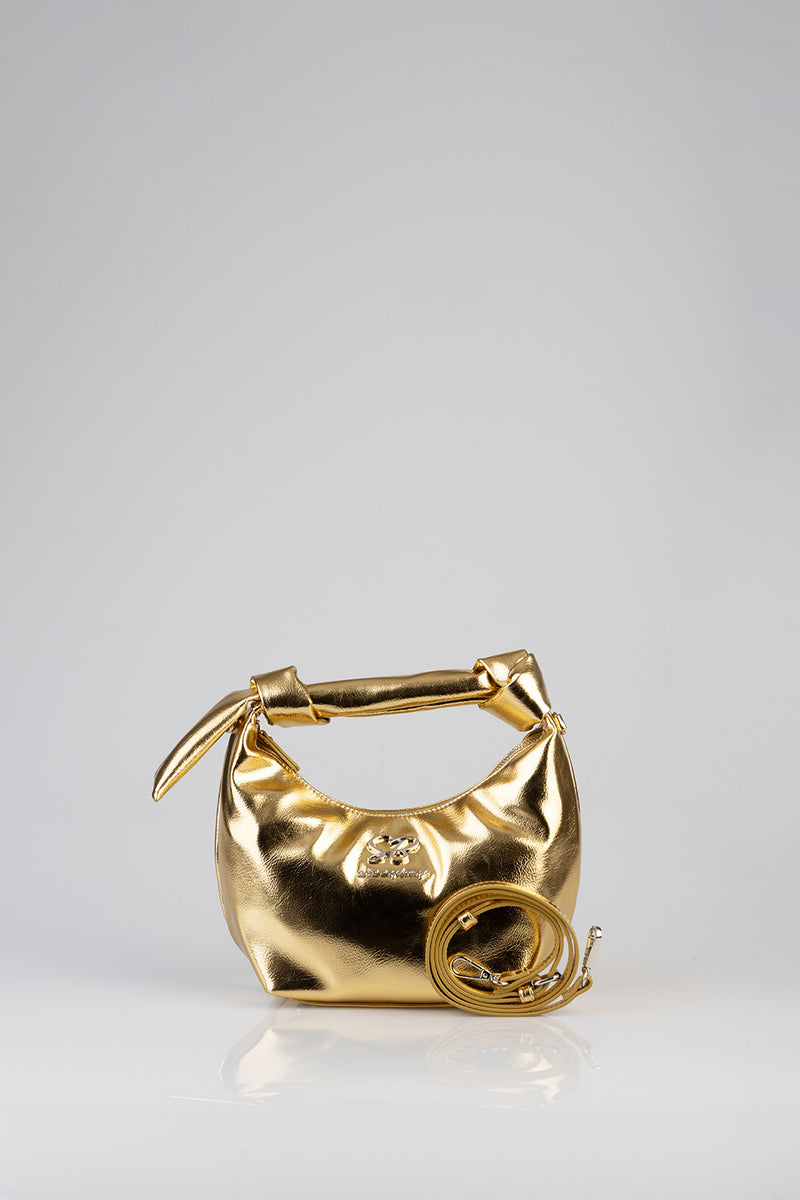 Knot Strap Metallic Bag - Gold