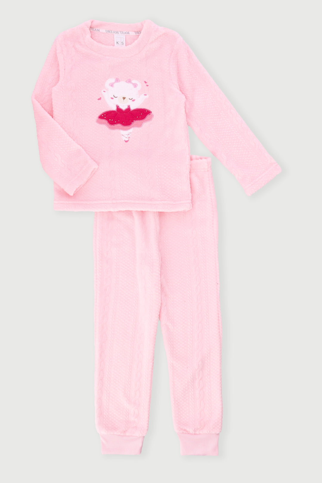 Pre-Girls Ballerina Embossed Sleep Set - Pink