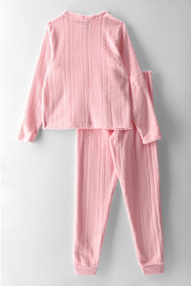 Girls Embossed Sleep Set - Pink