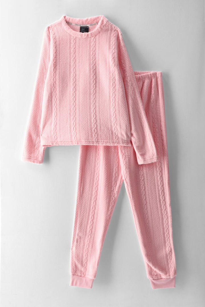 Girls Embossed Sleep Set - Pink