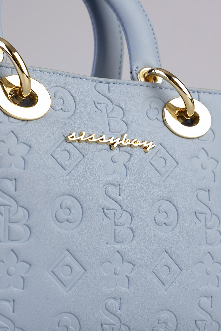 Mini Debossed Tote - Blue