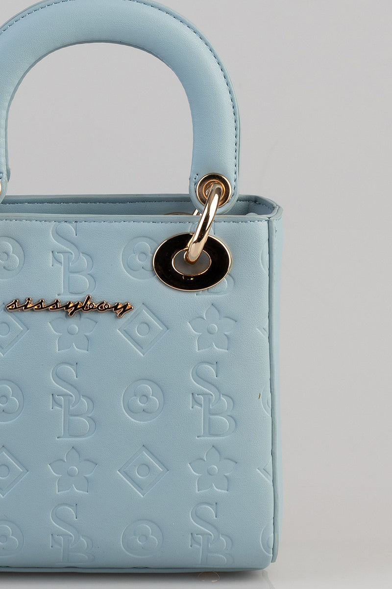 Mini Debossed Tote - Blue