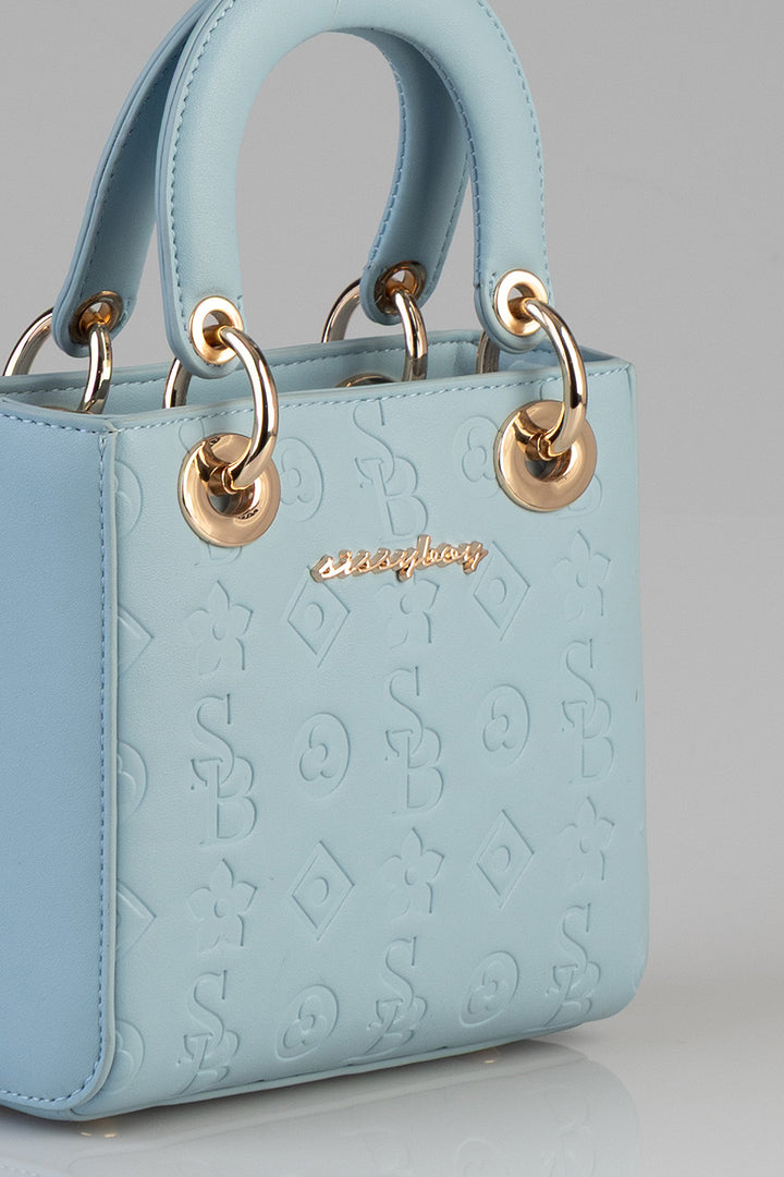 Mini Debossed Tote - Blue
