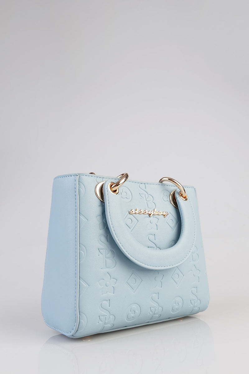 Mini Debossed Tote - Blue