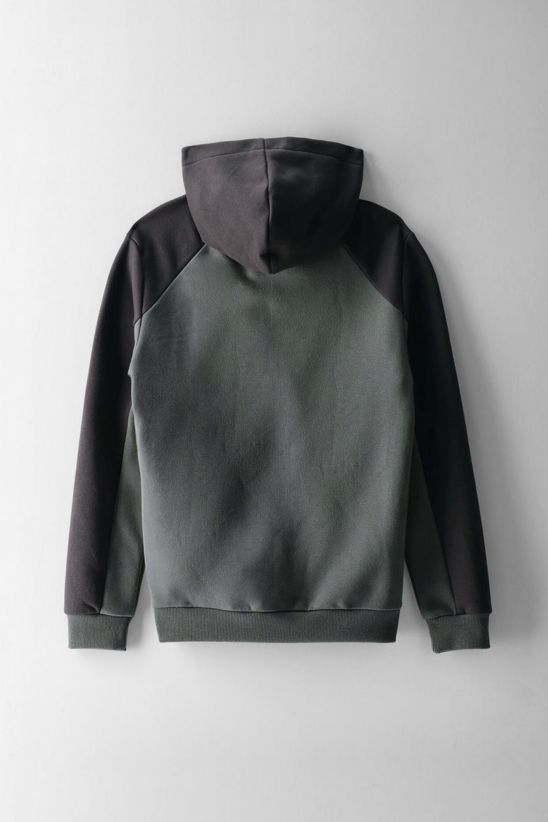 Boys Colour Block Zip Through Hoody - Charcoal/Green
