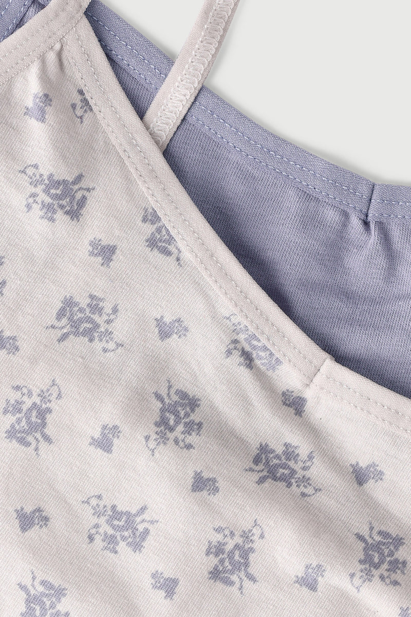 Girls 2 Pack Floral Cotton Fashion Crop Bra - Grey