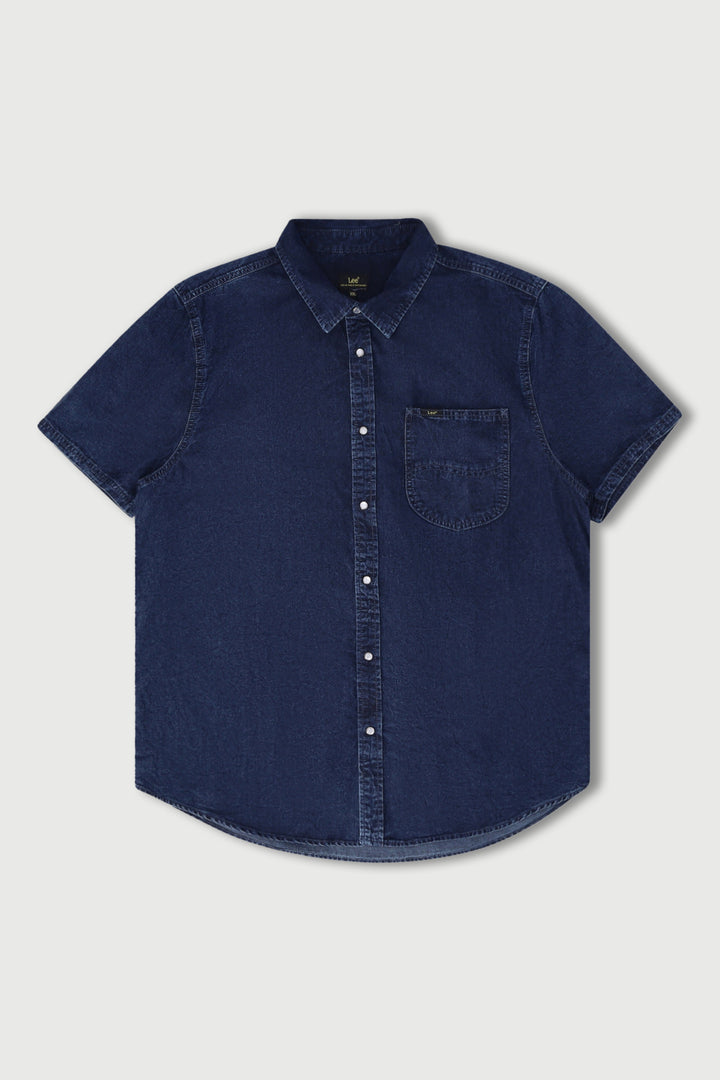 Lazy Denim Short Sleeve Shirt - Stonewash
