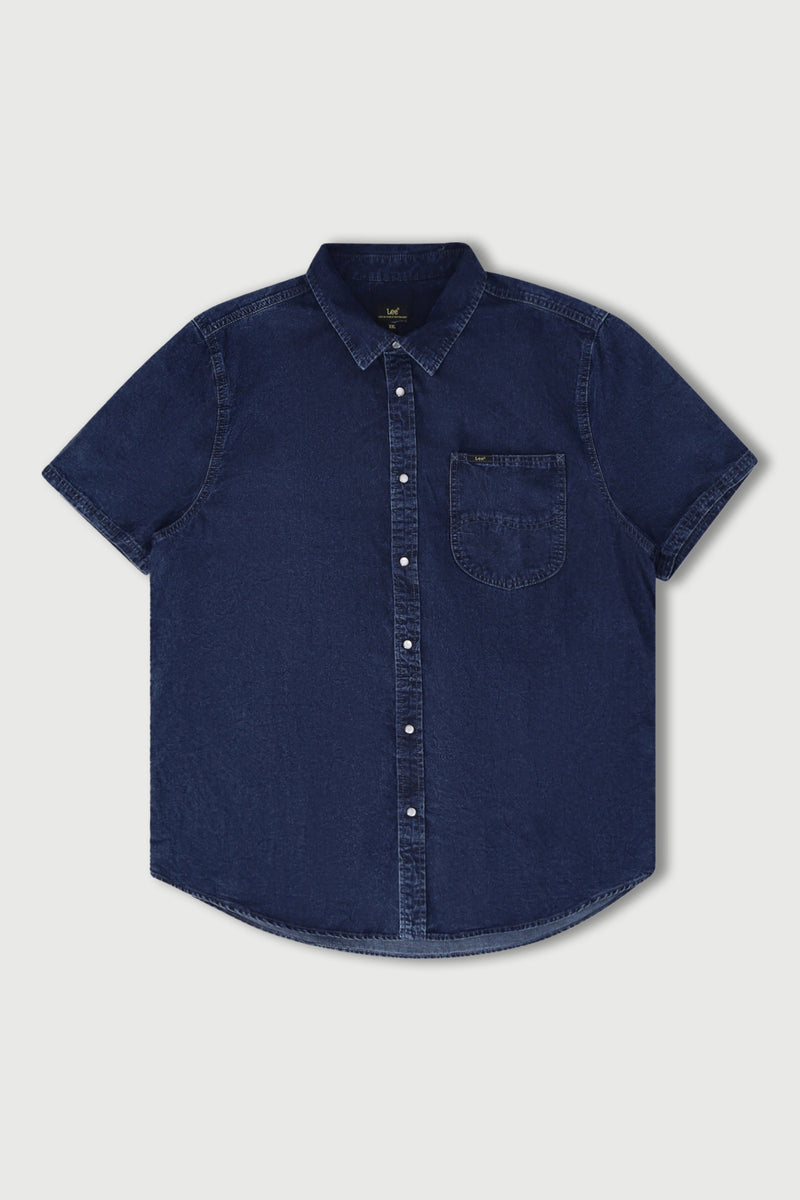 Lazy Denim Short Sleeve Shirt - Stonewash
