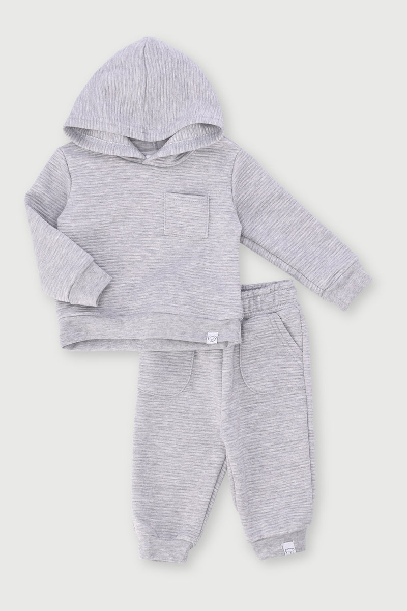 Baby Boys Quilted Fleece Tracksuit - Grey