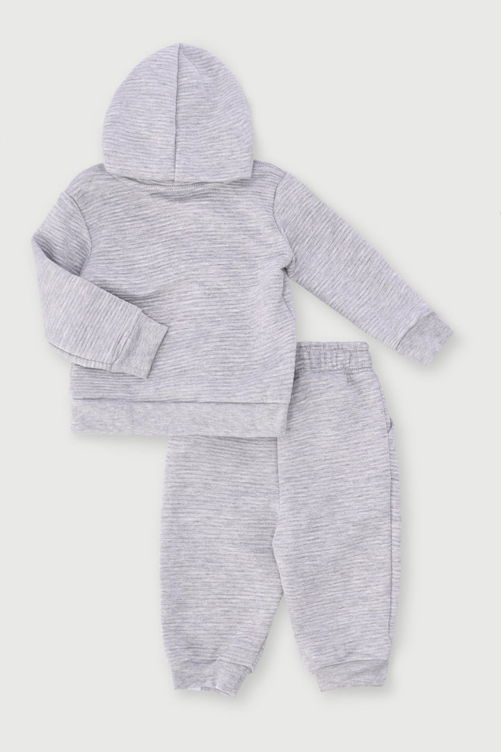 Baby Boys Quilted Fleece Tracksuit - Grey