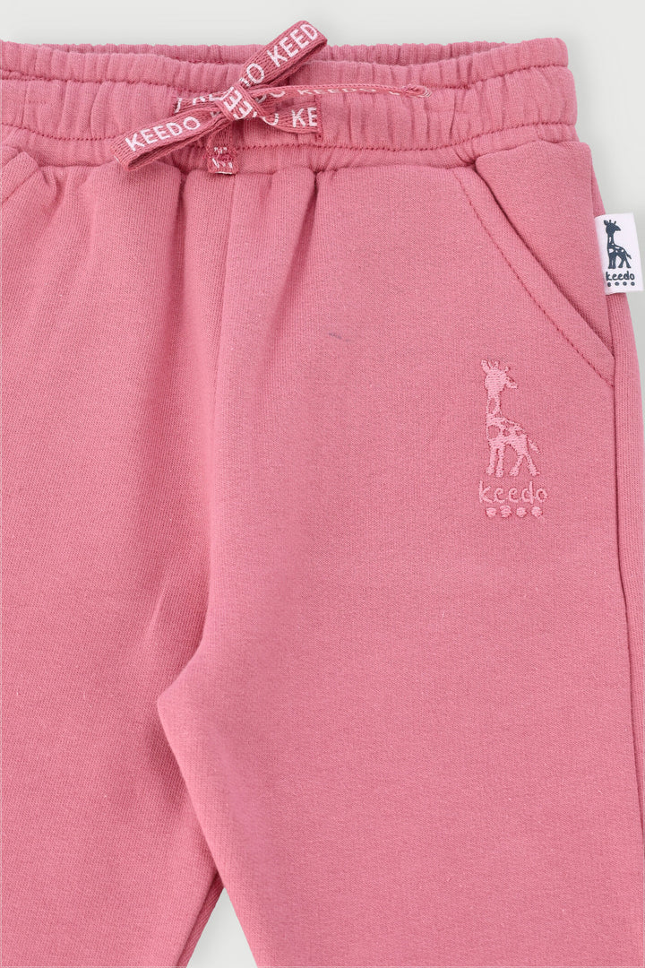 Keedo Baby Girls Core Fleece Jogger - Dusty Pink