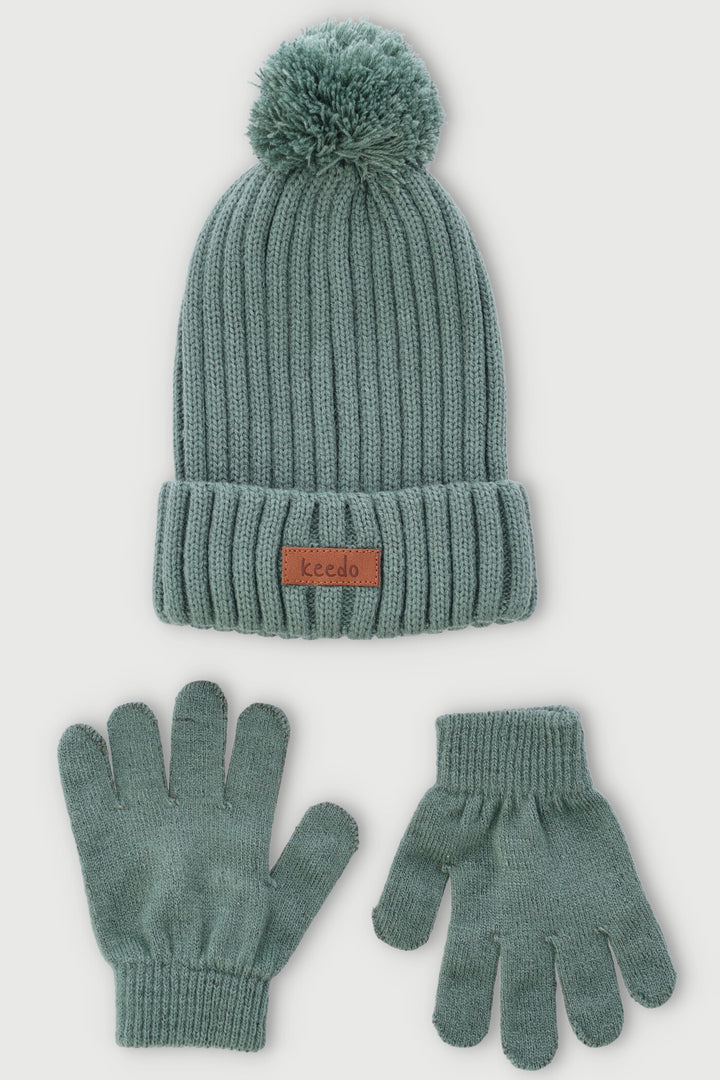 Keedo Boys Beanie & Mittens Set - Fatigue