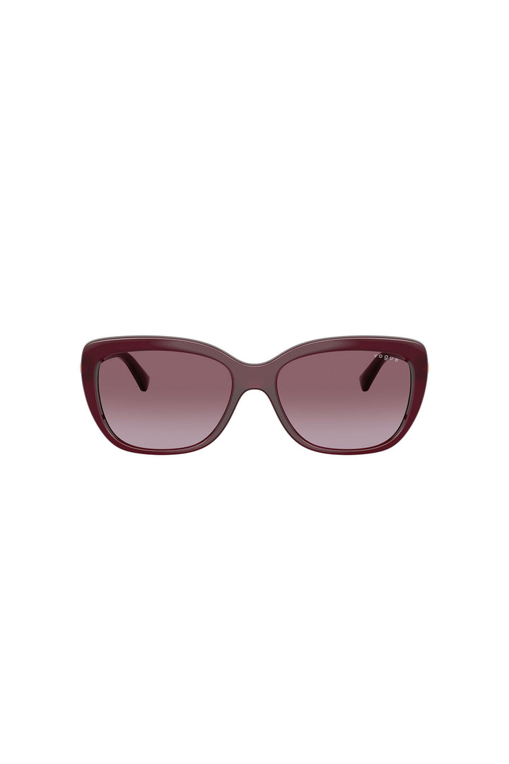 Rounded Solid Frame Sunglasses - Cherry
