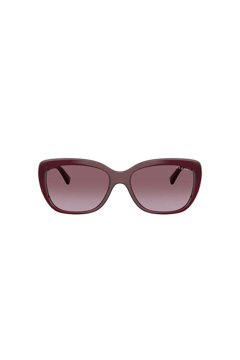 Rounded Solid Frame Sunglasses - Cherry