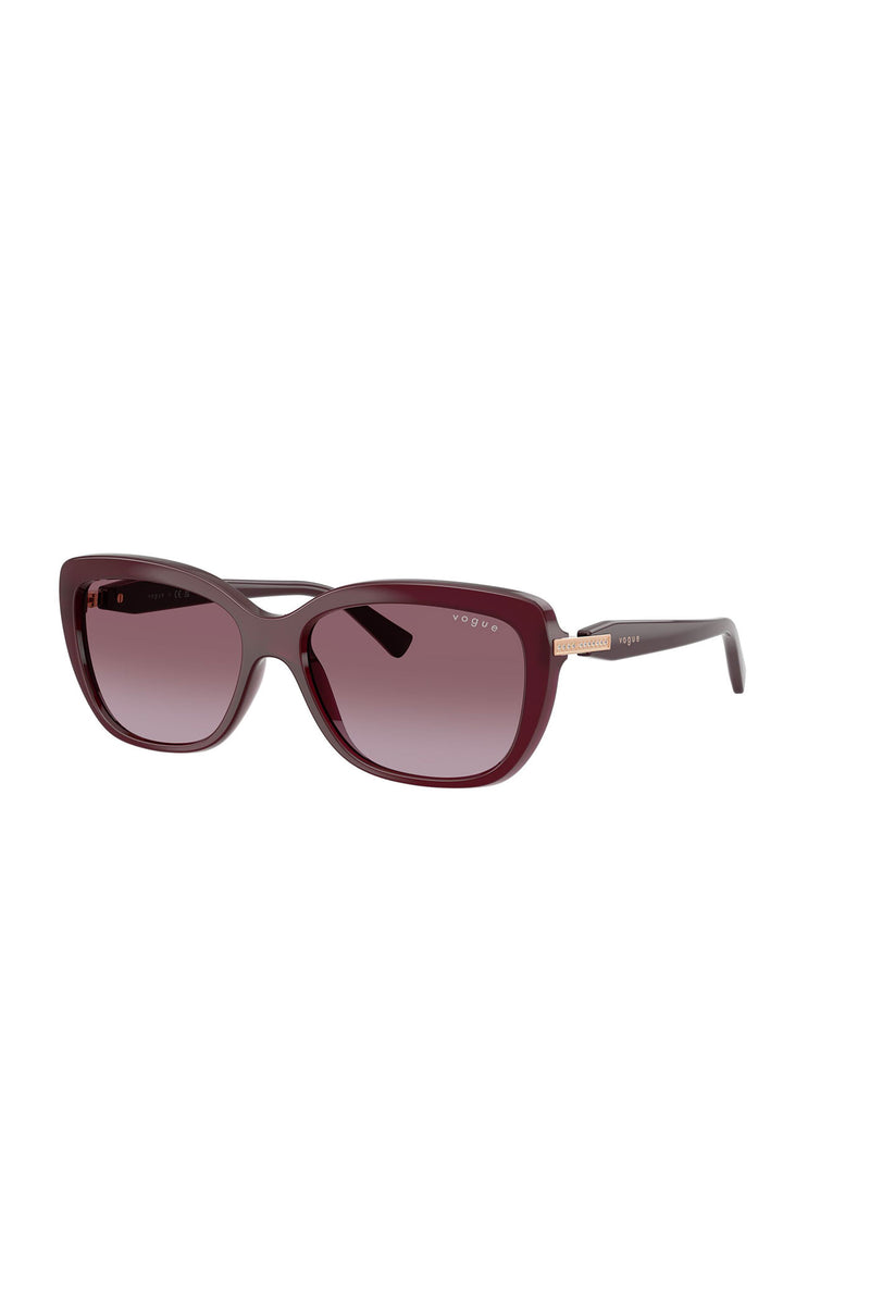 Rounded Solid Frame Sunglasses - Cherry