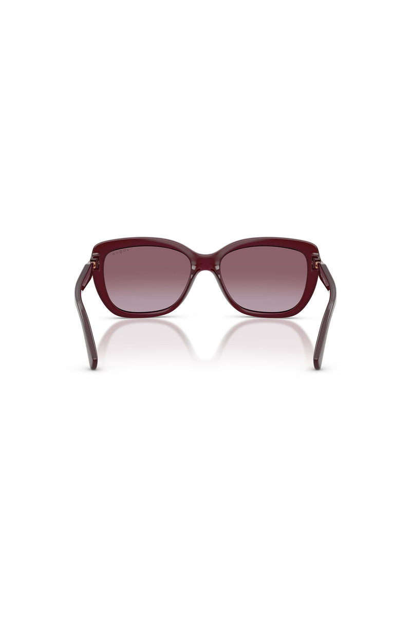 Rounded Solid Frame Sunglasses - Cherry